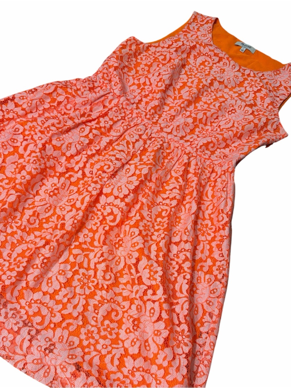 MADEWELL Sleeveless Orange Floral Lace Dress